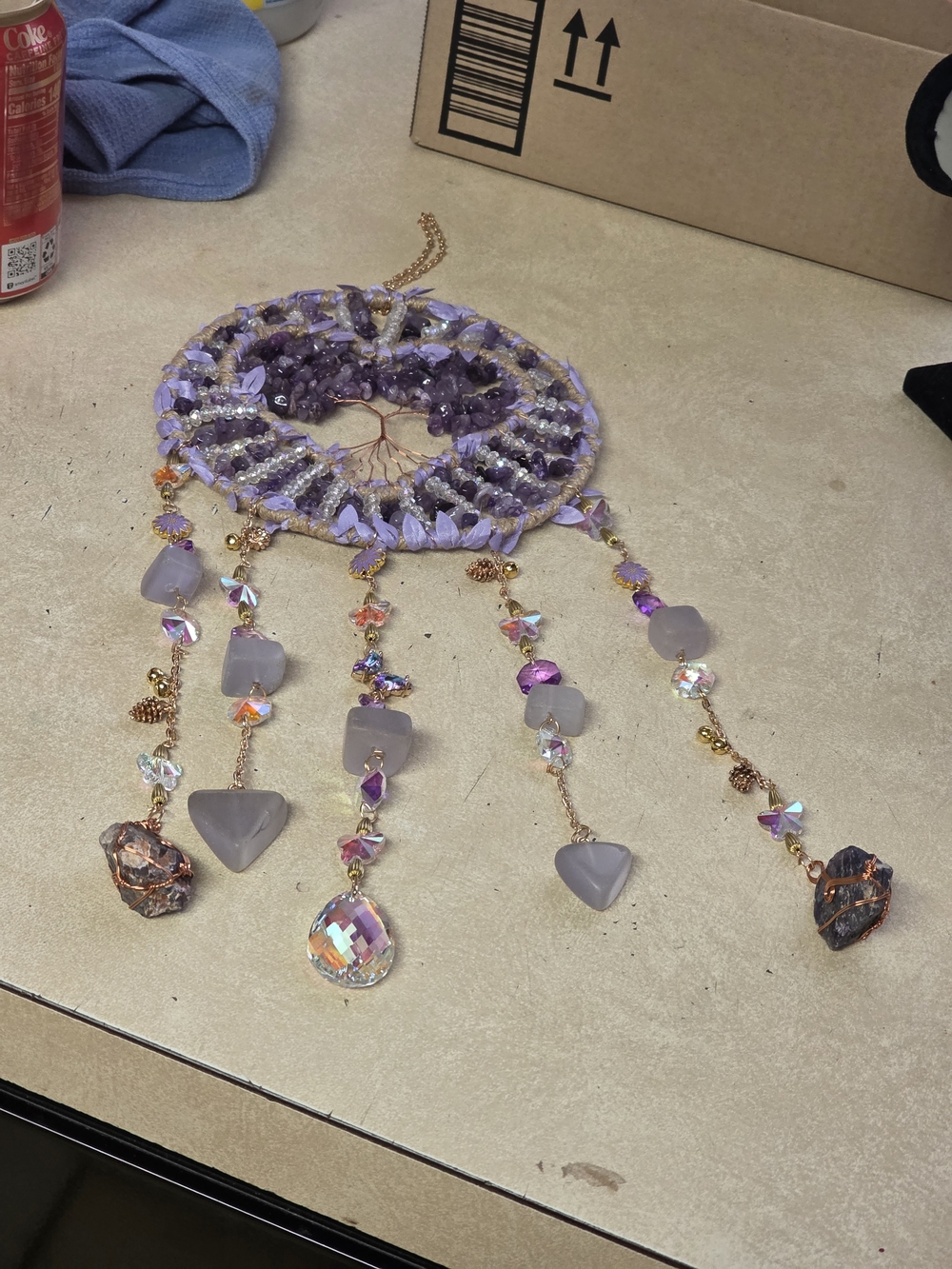 Handmade Lavender Amethyst Dreamcatcher